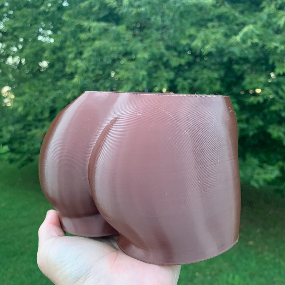 3D Printed Chocolate Brown Butt Booty Bum Planter with Drainage Holes, Succulent
